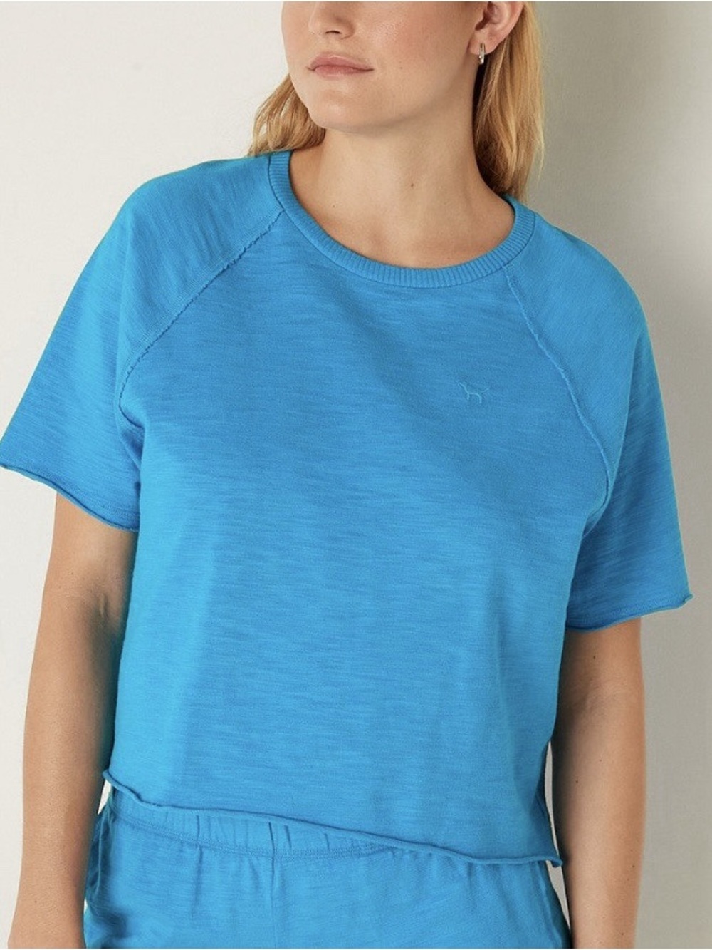 Victoria Secret PINK Summer Lounge Cotton Short Sleeve T-Shirt Blue M NWOT
